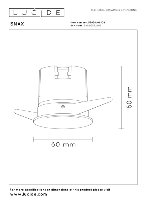 Lucide SNAX - Recessed spotlight - Ø 6 cm - LED Dim. - CCT - 1x8W 2700K/4000K - Satin Gun Metal | Premium - technical